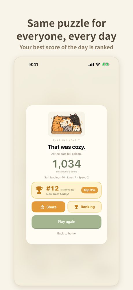 Same puzzle for everyone, every day: today’s rank